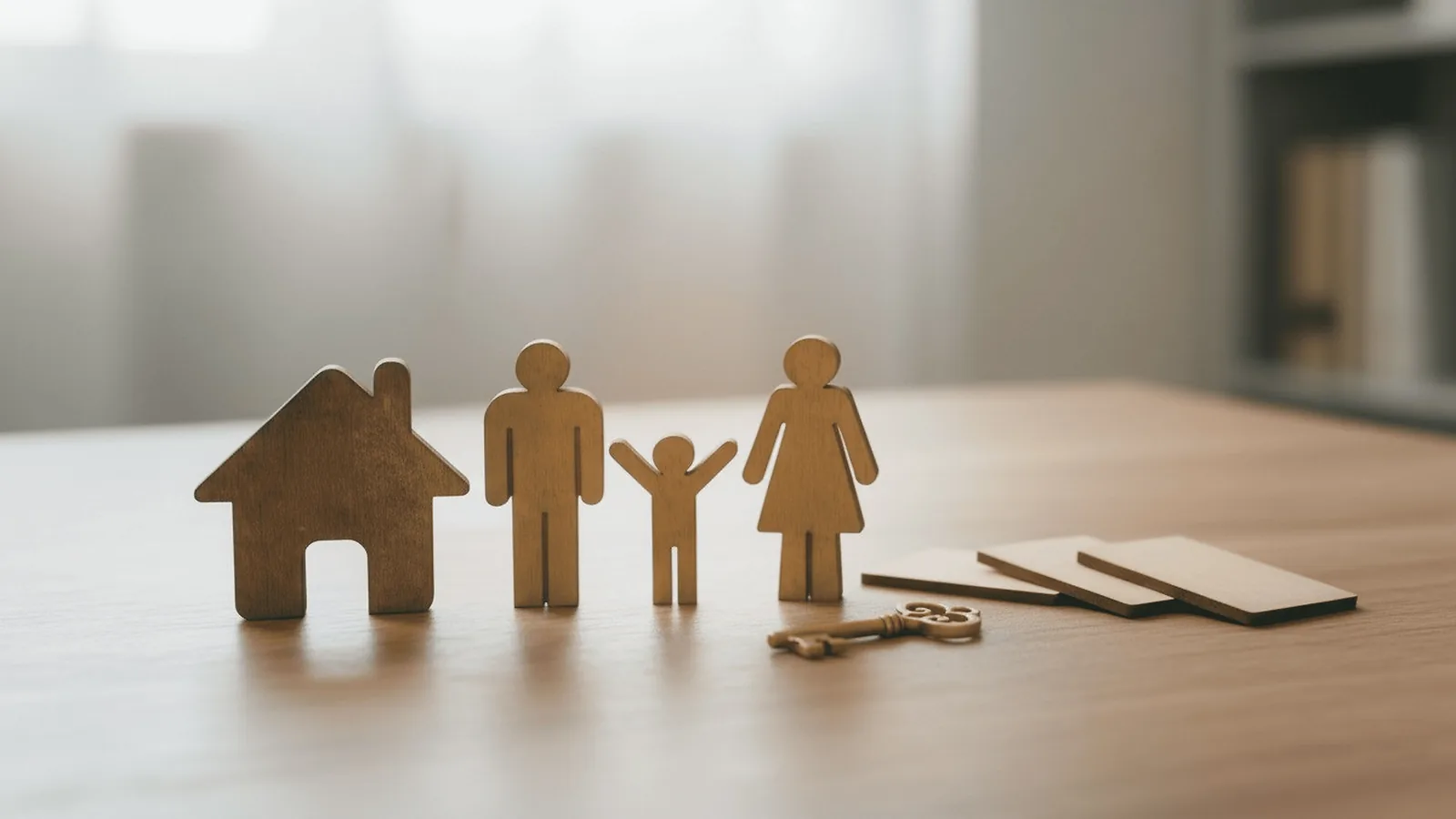 House, family figures and keys illustrating mortgage provider choices